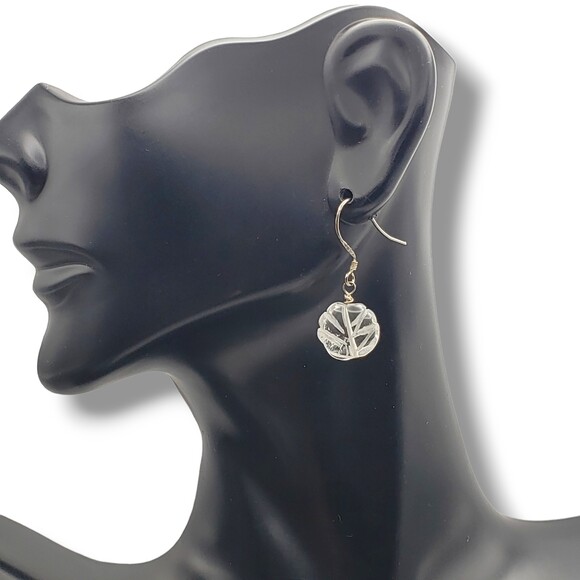 Clear Glass Dangle Drop Silver Tone Hook Earrings Small - Picture 1 of 7